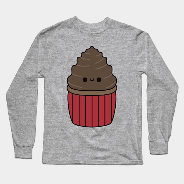 Cute Chocolate Cupcake - Kawaii Cupcake Long Sleeve T-Shirt by KawaiiByDice